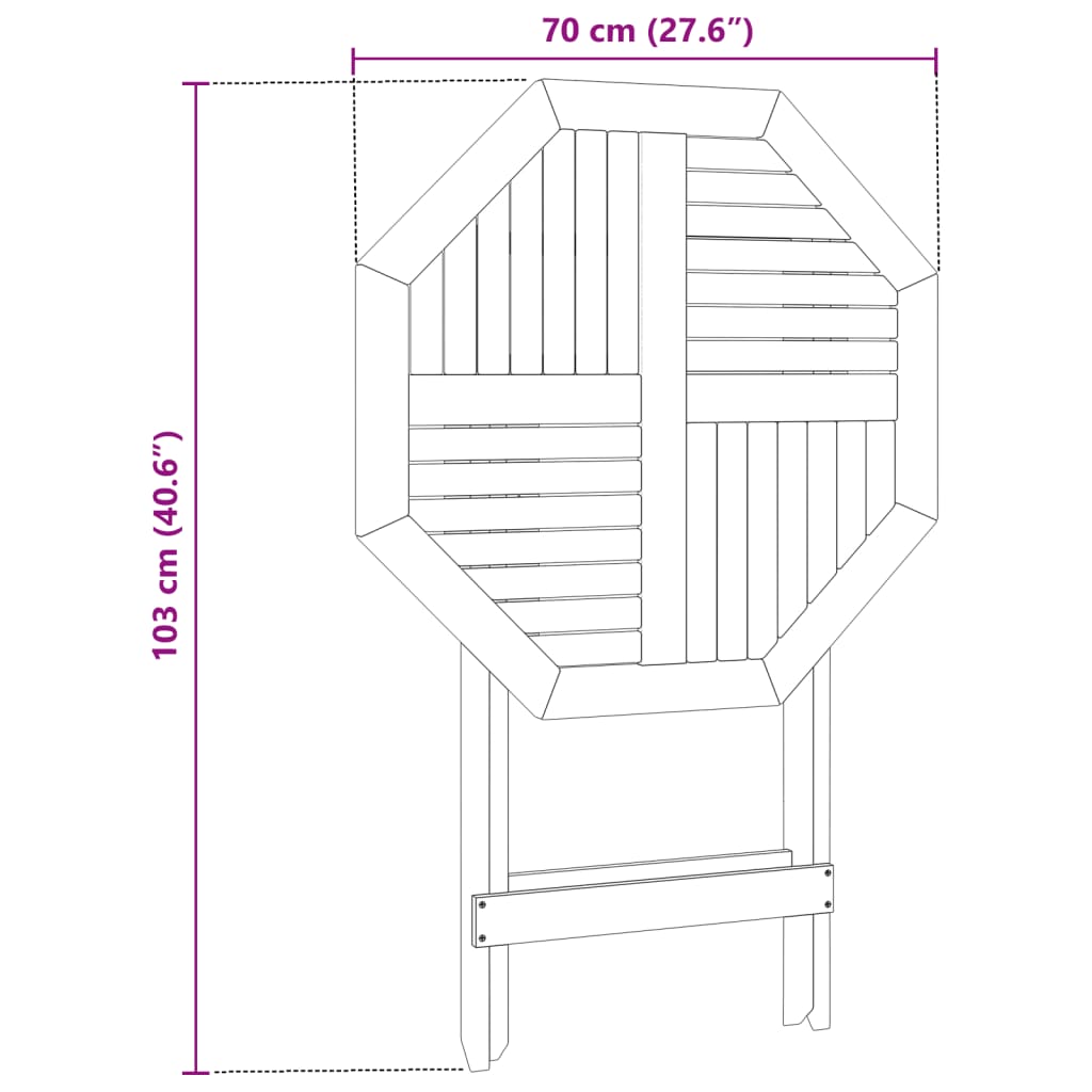 vidaXL Gartentisch Klappbar Ø70x75 cm Massivholz Akazie