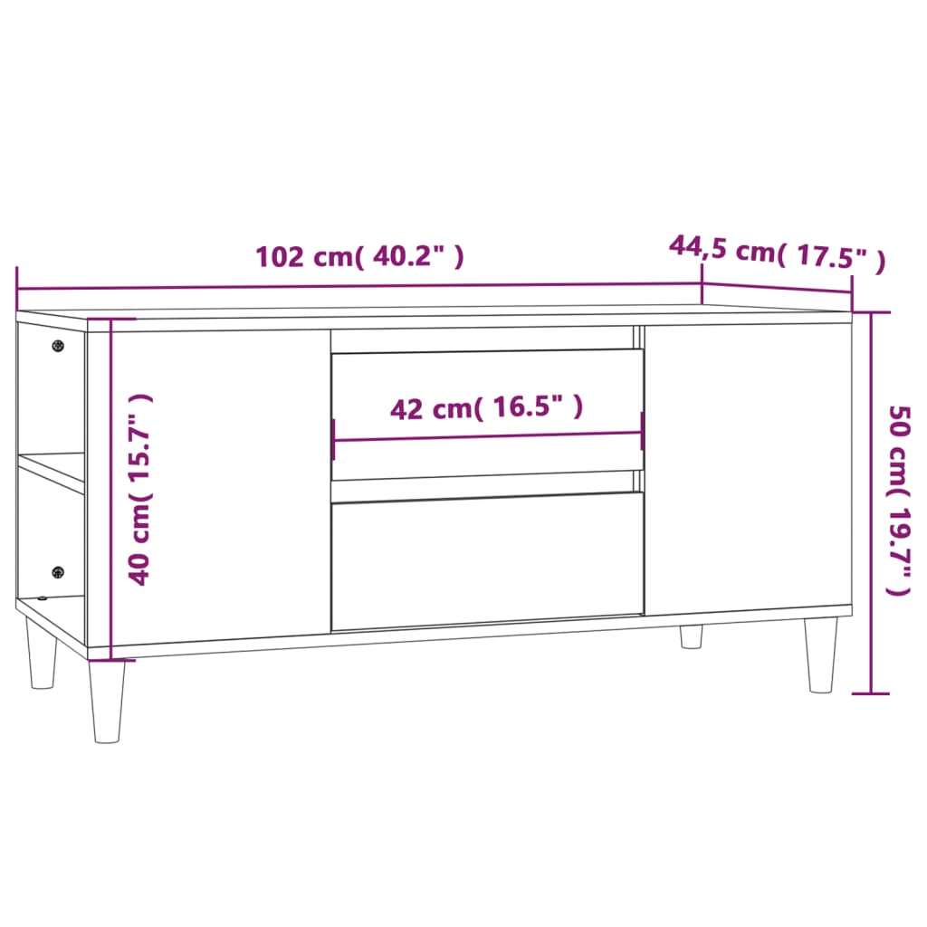 vidaXL TV-Schrank Räuchereiche 102x44,5x50 cm Holzwerkstoff