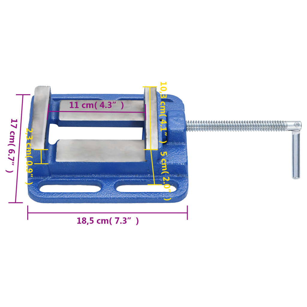 vidaXL Maschinenschraubstock Blau 100 mm Gusseisen