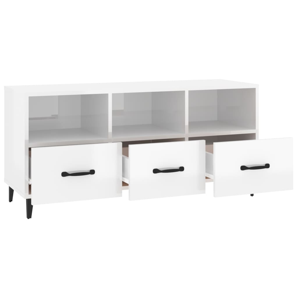 vidaXL TV-Schrank Hochglanz-Weiß 102x35x50 cm Holzwerkstoff