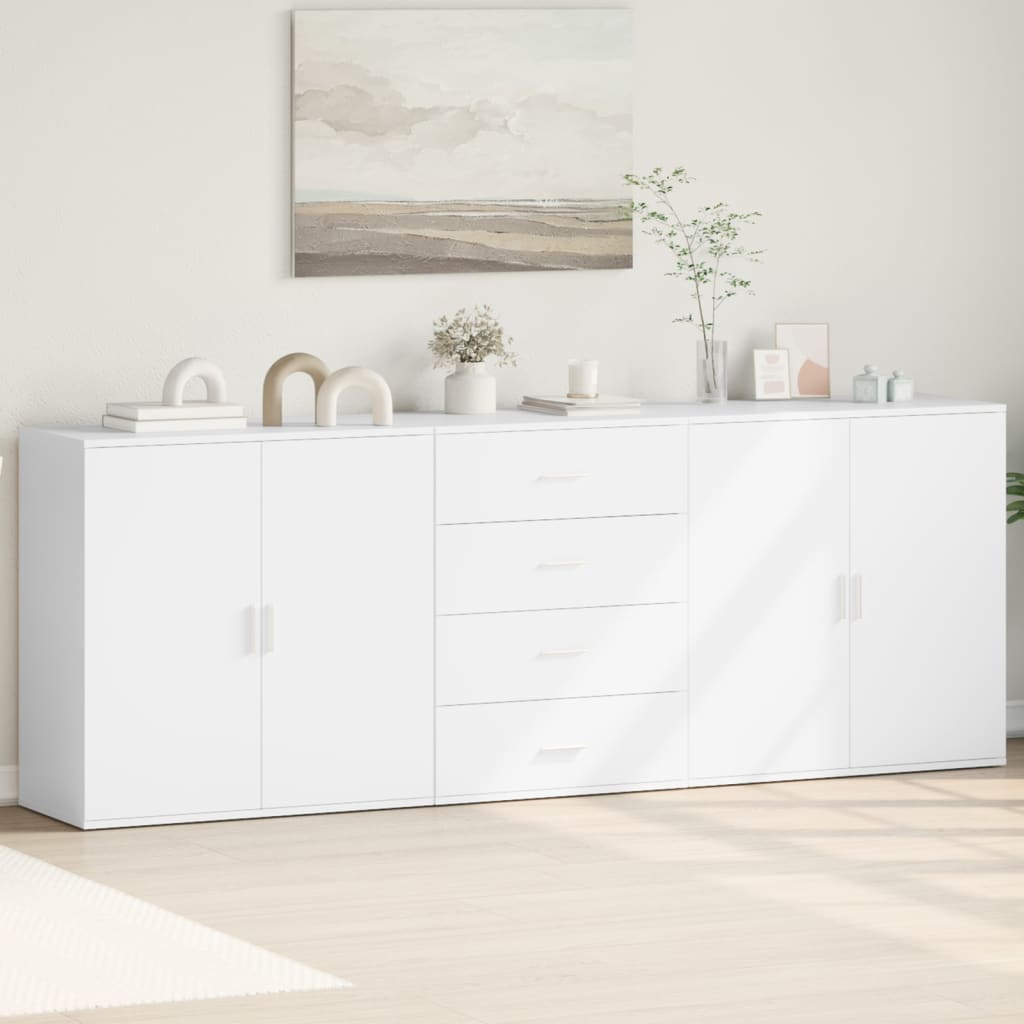 vidaXL Sideboards 3 Stk. Weiß Holzwerkstoff