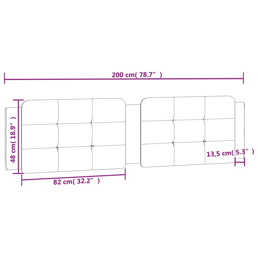 vidaXL Kopfteil-Kissen Grau 200 cm Kunstleder