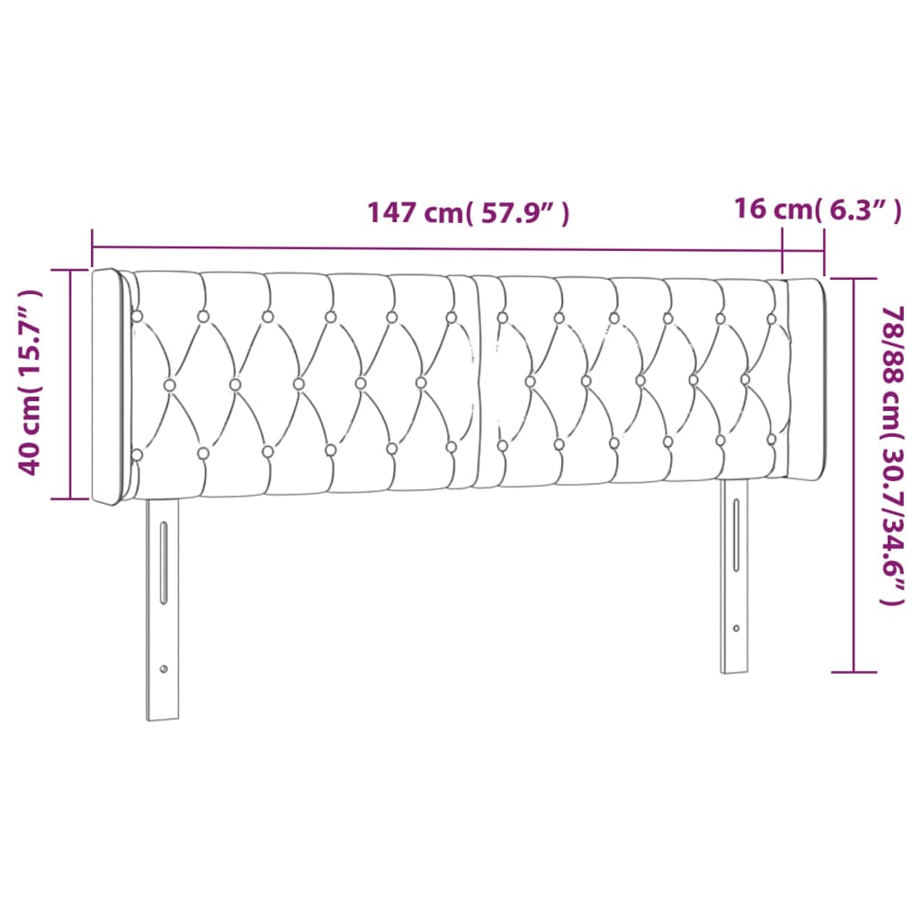 vidaXL LED Kopfteil Hellgrau 147x16x78/88 cm Stoff