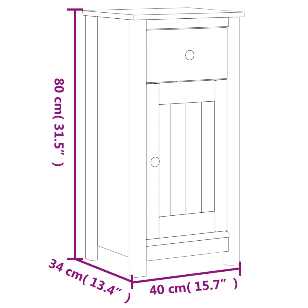 vidaXL Badschrank BERG Weiß 40x34x80 cm Massivholz Kiefer