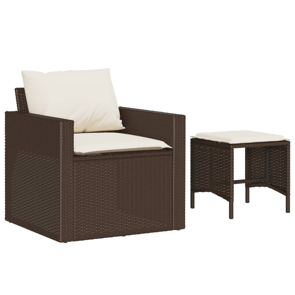 vidaXL 4-tlg. Garten-Sofagarnitur mit Kissen Braun Poly Rattan