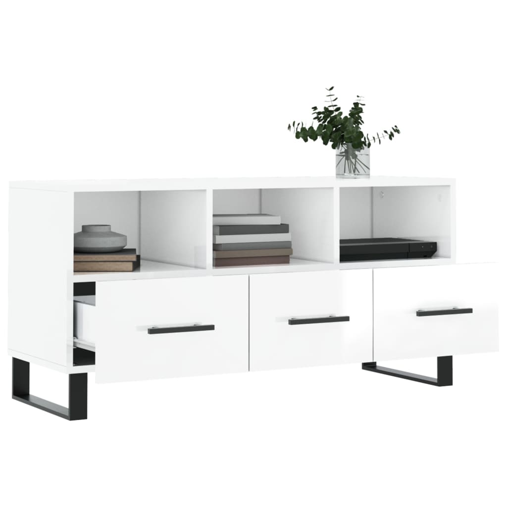 vidaXL TV-Schrank Hochglanz-Weiß 102x36x50 cm Holzwerkstoff