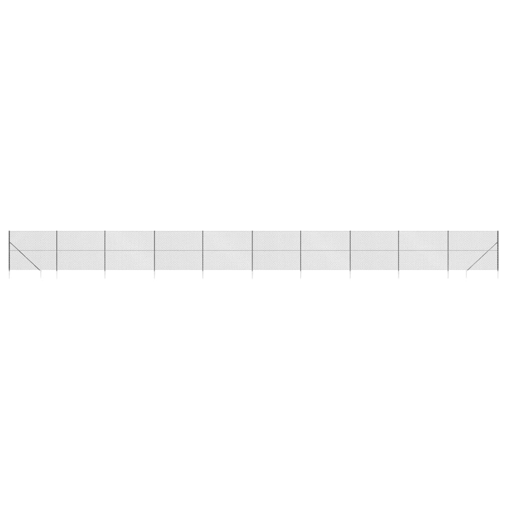 vidaXL Maschendrahtzaun mit Bodenhülsen Anthrazit 1,4x25 m