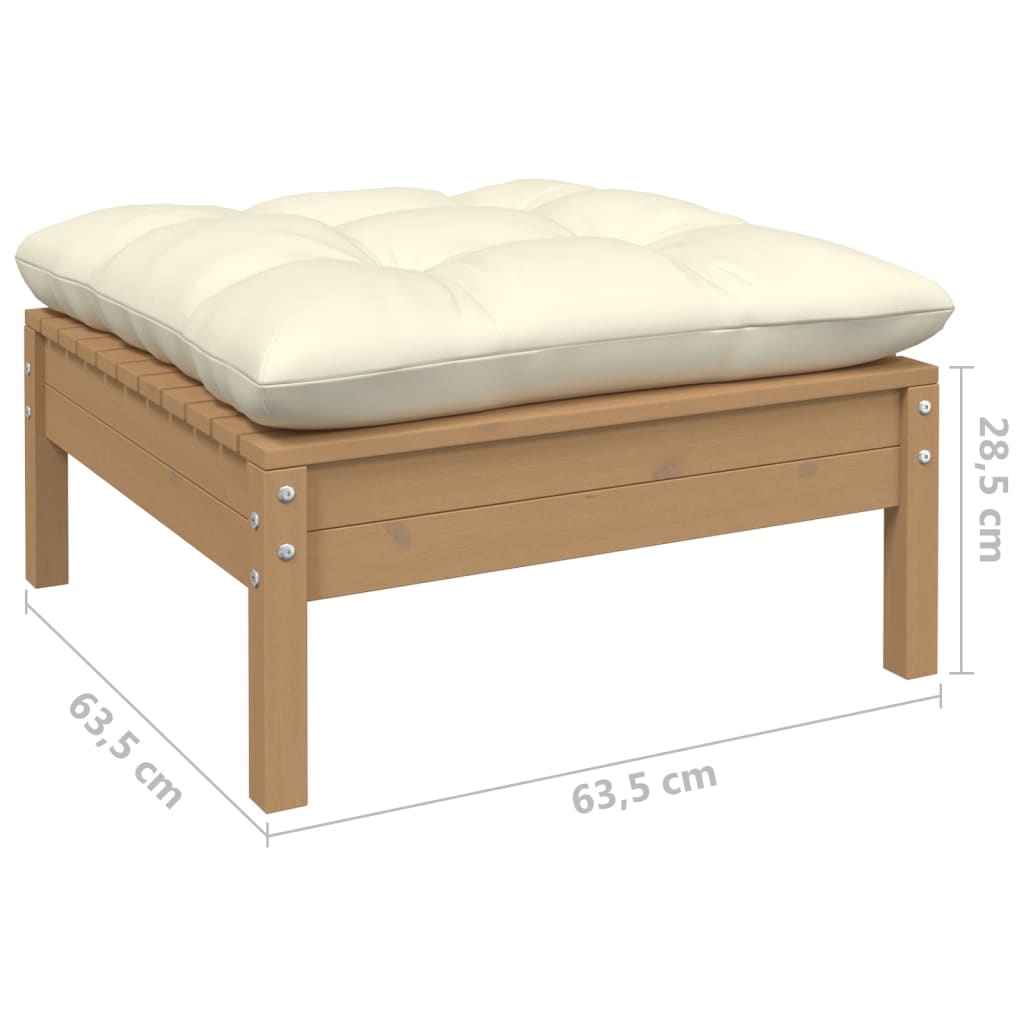 vidaXL 7-tlg. Garten-Lounge-Set mit Creme Kissen Kiefernholz