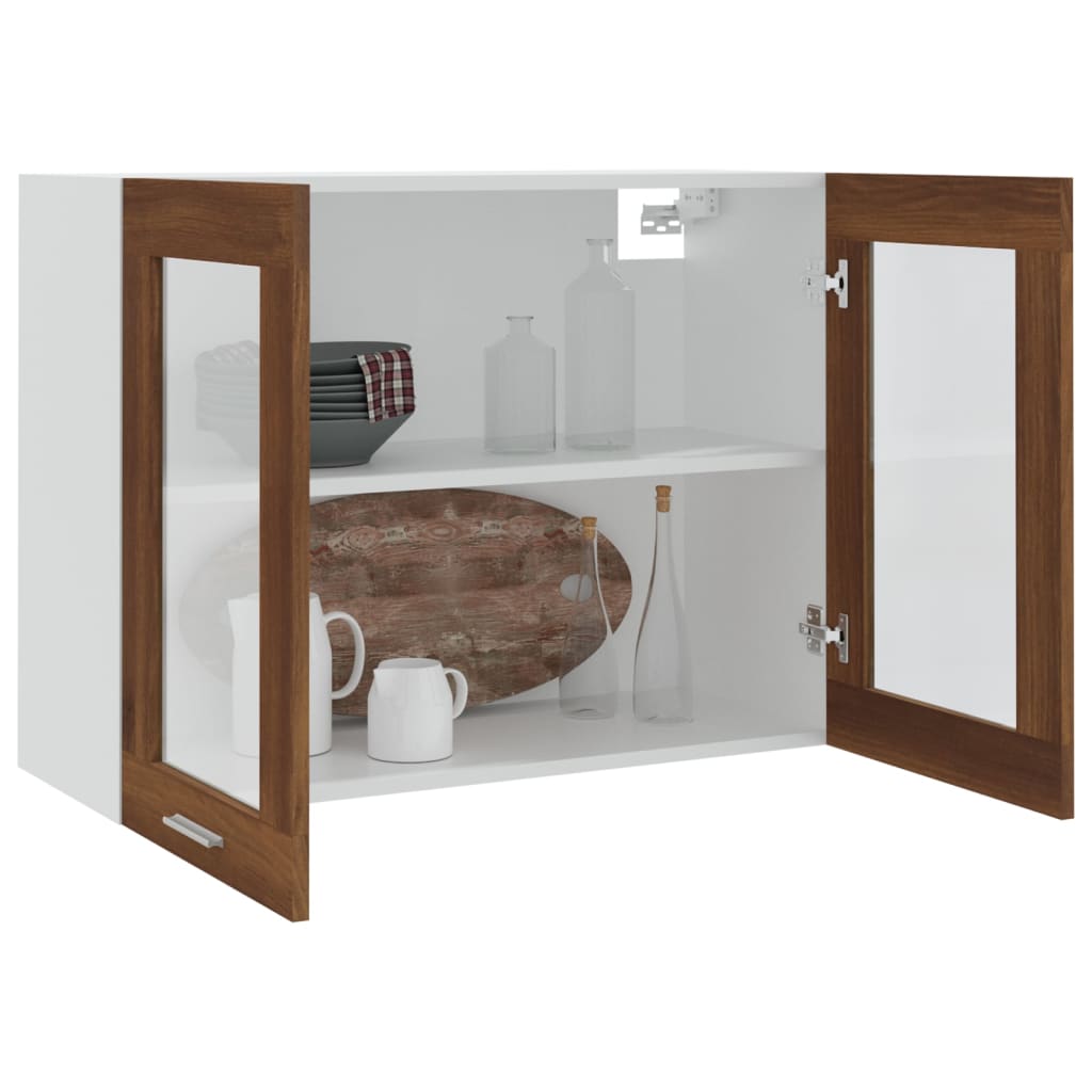 vidaXL Hängeschrank Glas Braun Eichen-Optik 80x31x60 cm Holzwerkstoff