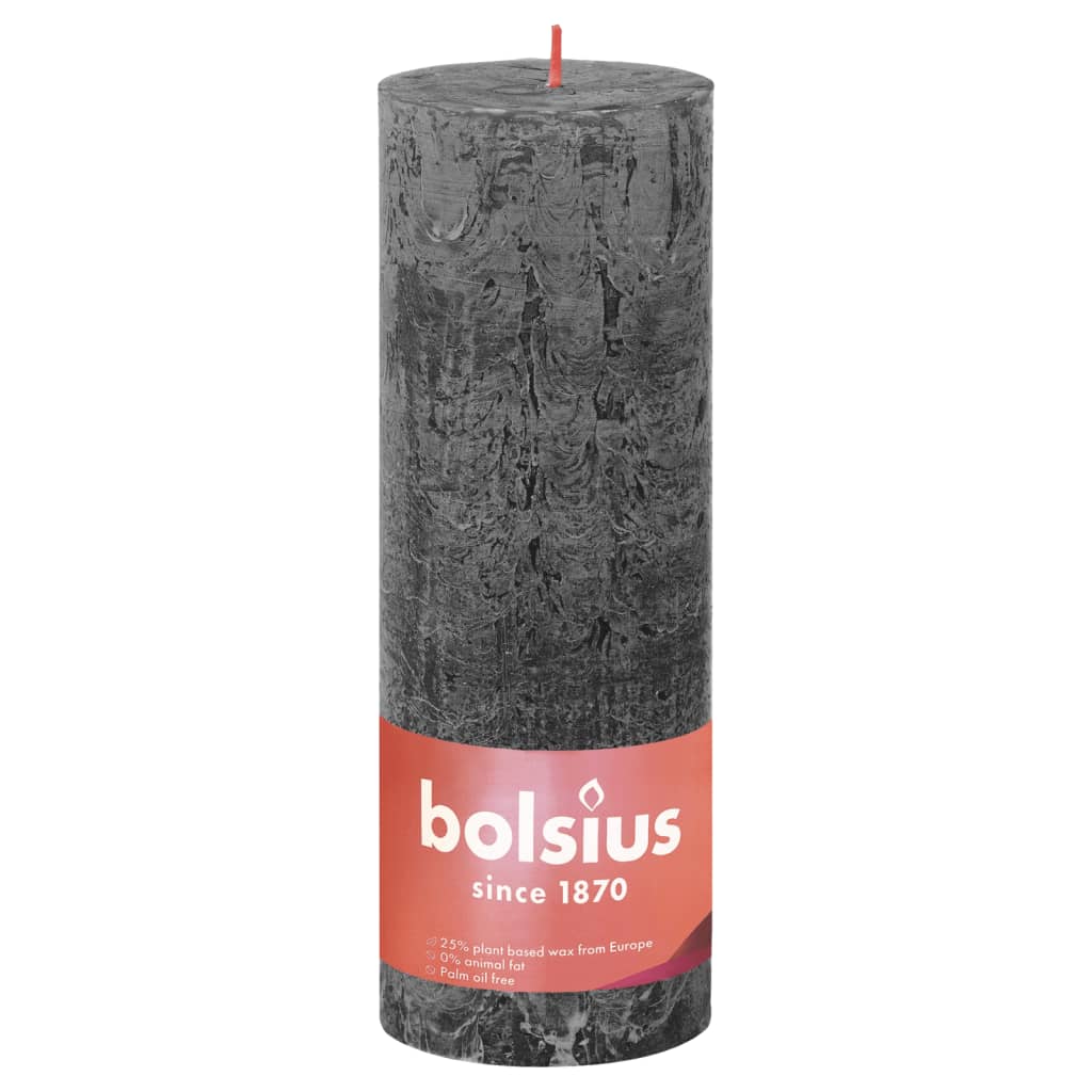 Bolsius Rustikale Stumpenkerzen Shine 4 Stk. 190x68 mm Sturmgrau