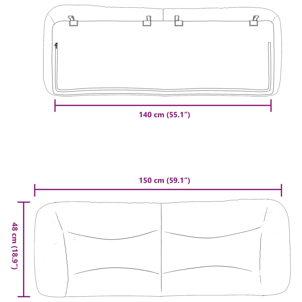 vidaXL Kopfteil-Kissen Hellgrau 140 cm Stoff