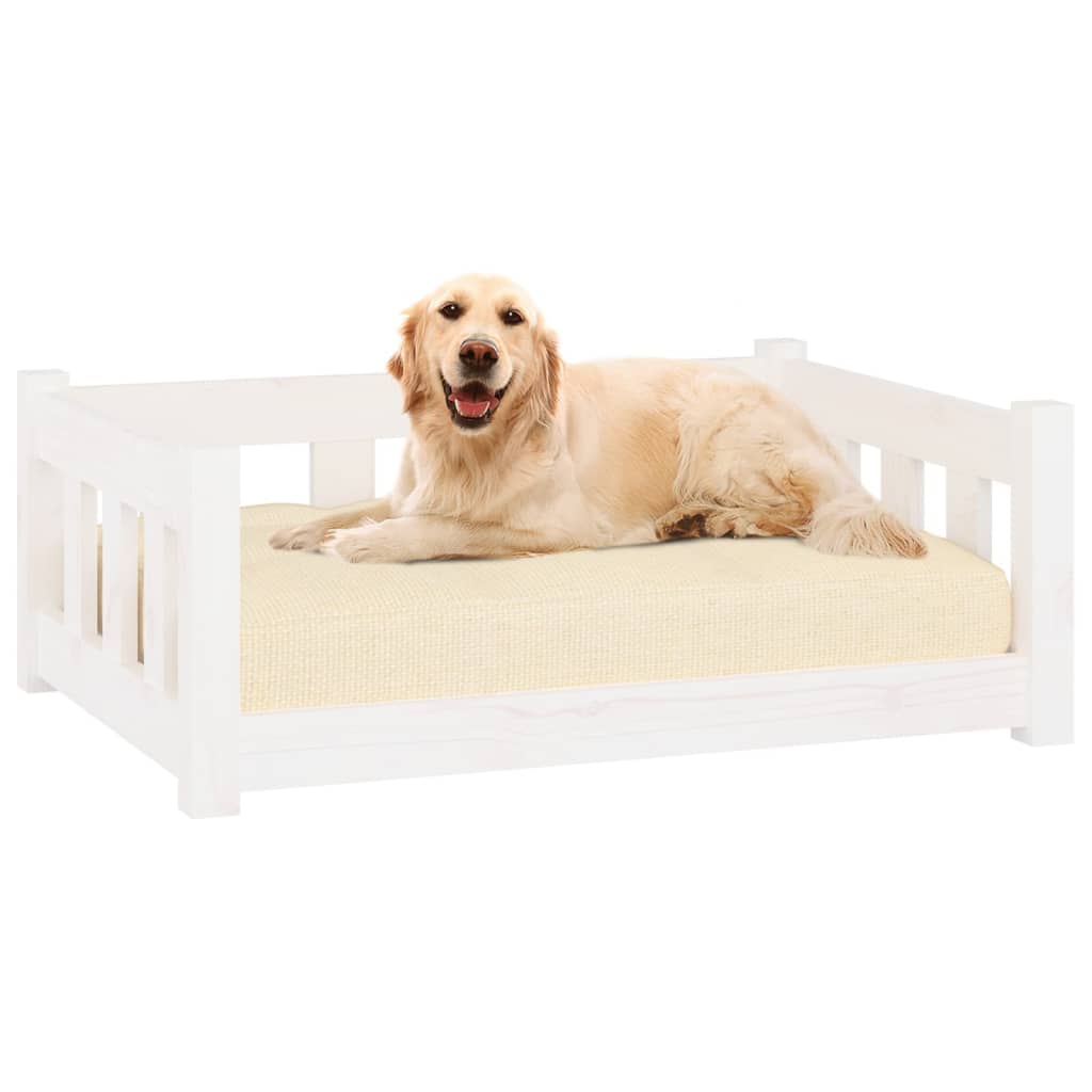 vidaXL Hundebett Weiß 75,5x55,5x28 cm Massivholz Kiefer