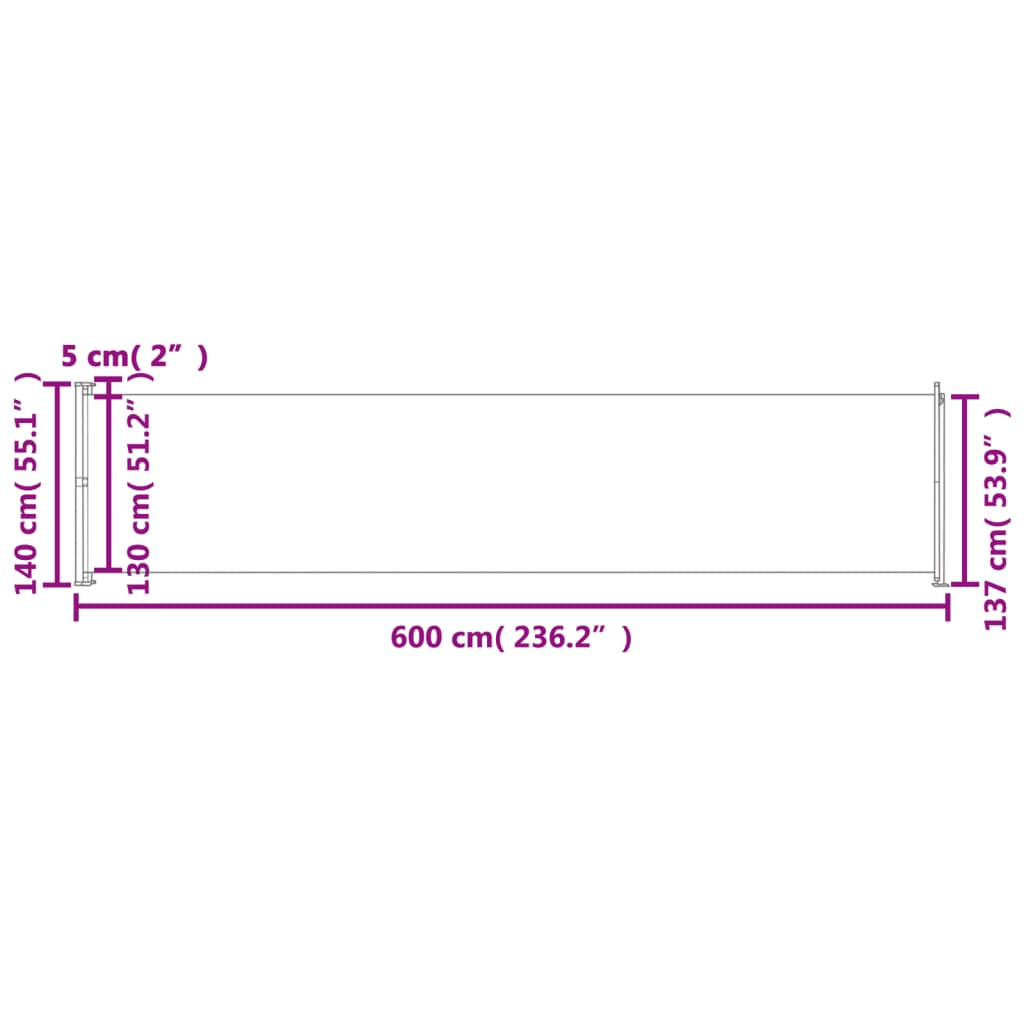 vidaXL Seitenmarkise Ausziehbar 140x600 cm Blau