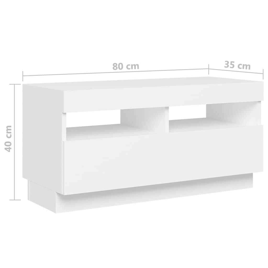 vidaXL TV-Schrank mit LED-Leuchten Weiß 180x35x40 cm