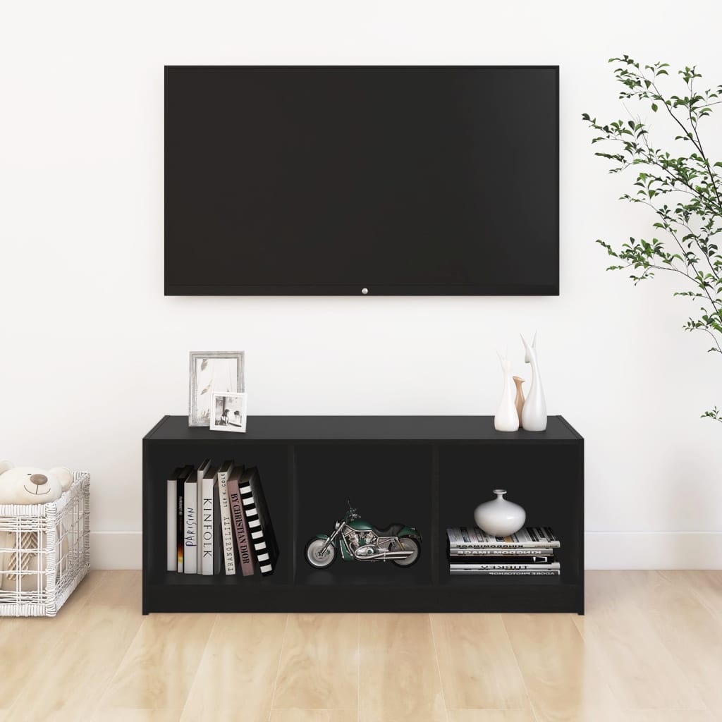 vidaXL TV-Schrank Schwarz 104x33x41 cm Massivholz Kiefer