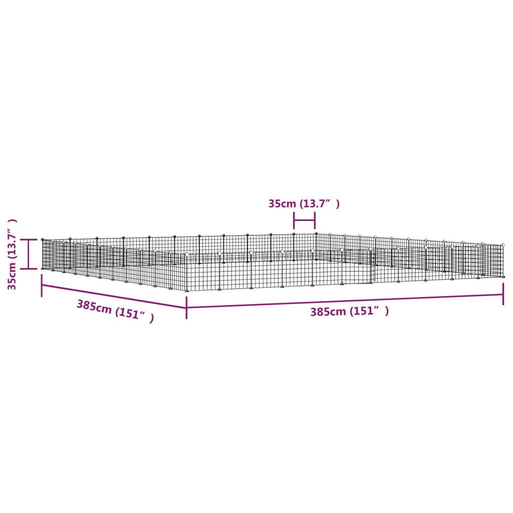 vidaXL 44-tlg. Haustierkäfig mit Tür Schwarz 35x35 cm Stahl