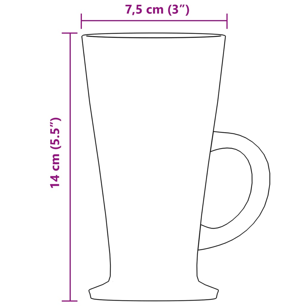 vidaXL Latte-Macchiato-Gläser mit Henkel 6 Stk. 250 ml
