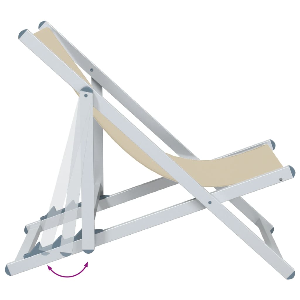 vidaXL Strandstühle 2 Stk. Klappbar Creme Aluminium und Textilene