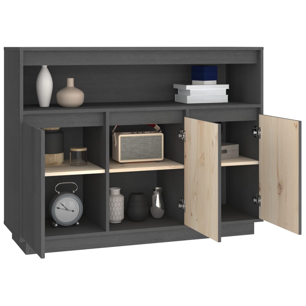 vidaXL Sideboard Grau 104,5x34x80 cm Massivholz Kiefer