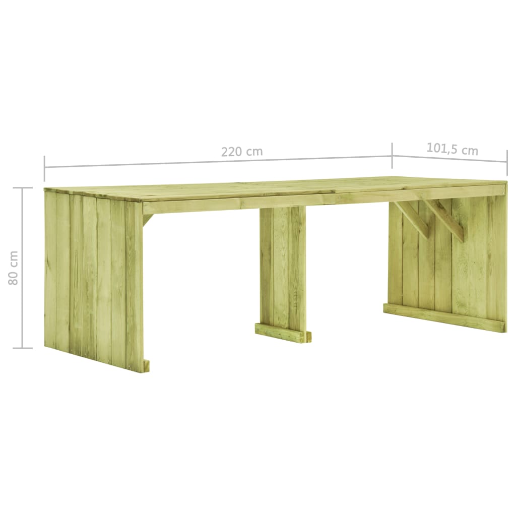 vidaXL Gartentisch 220x101,5x80 cm Kiefernholz Imprägniert