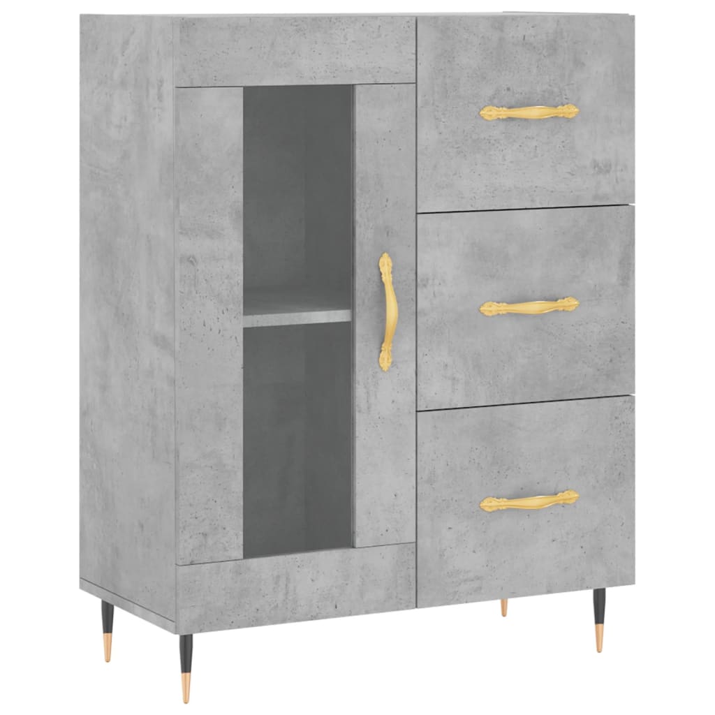 vidaXL Highboard Betongrau 69,5x34x180 cm Holzwerkstoff