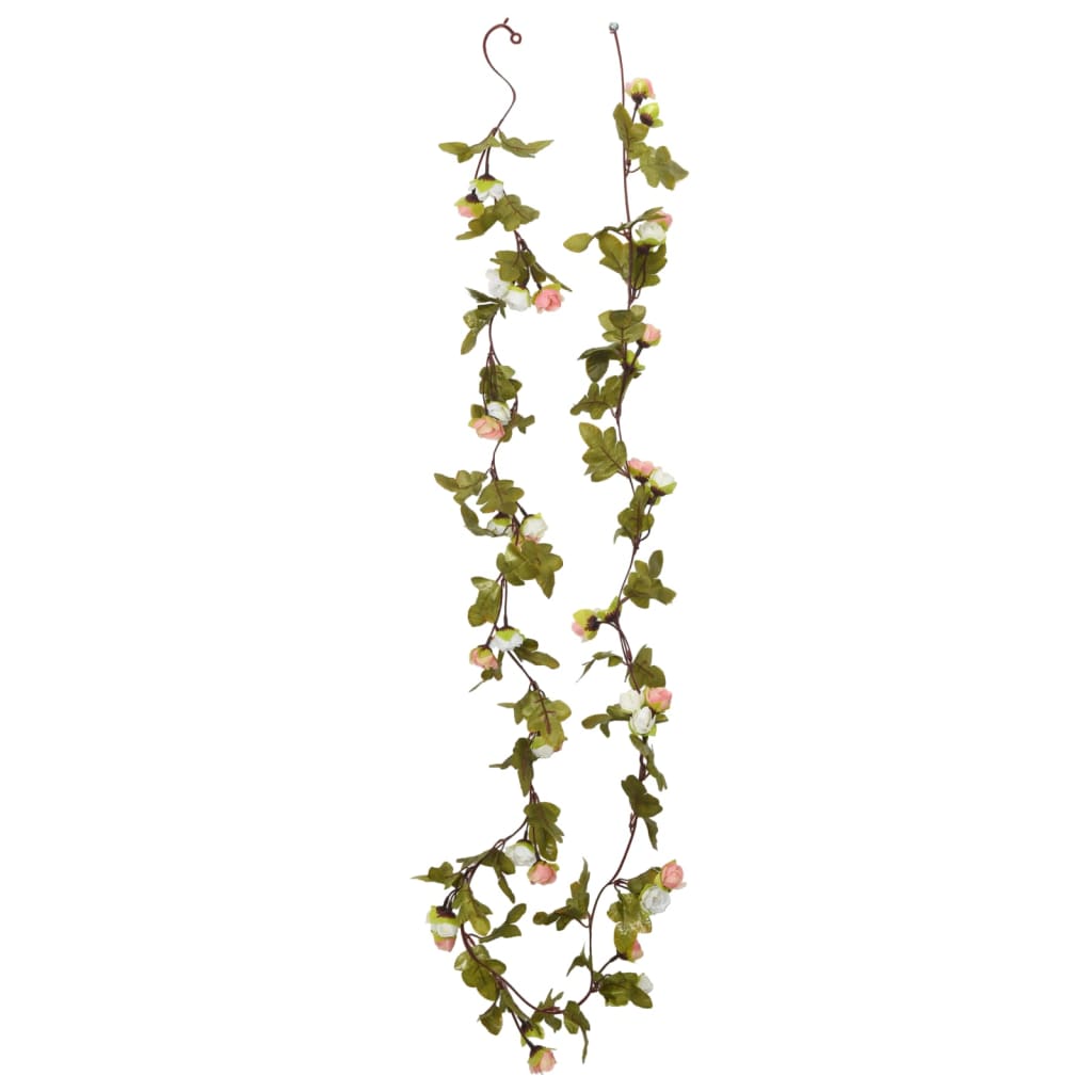 vidaXL Weihnachtskränze Blumen 6 Stk. Champagnerfarben 215 cm