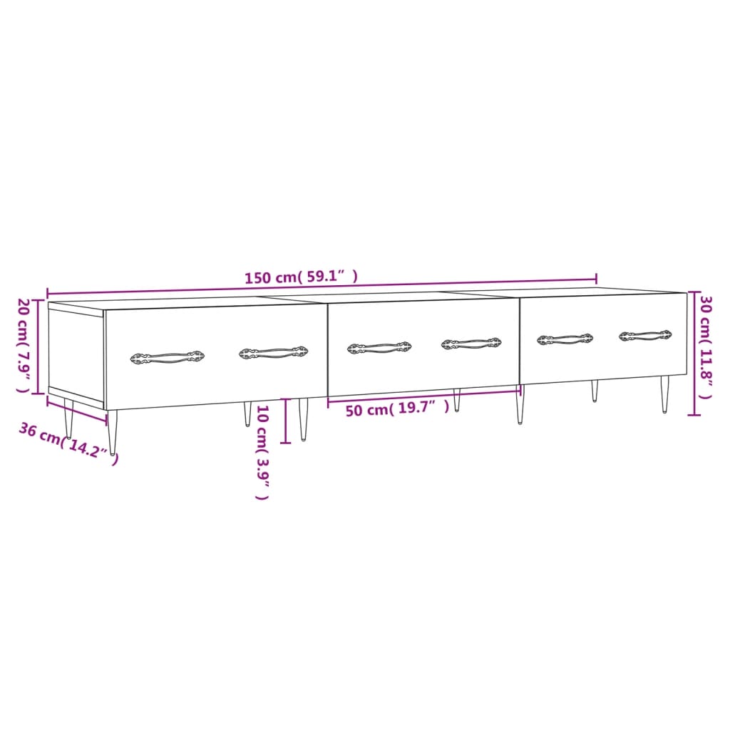 vidaXL TV-Schrank Hochglanz-Weiß 150x36x30 cm Holzwerkstoff