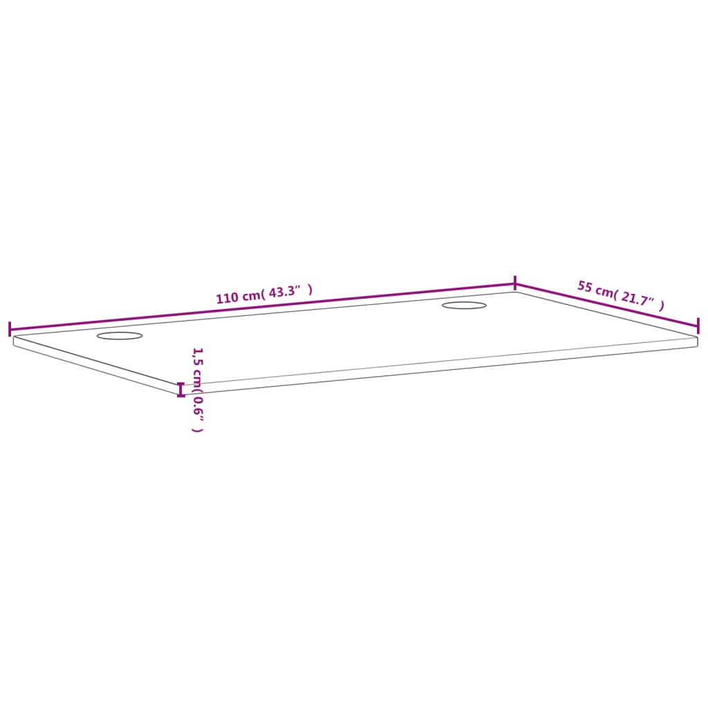 vidaXL Schreibtischplatte 110x55x1,5 cm Massivholz Buche