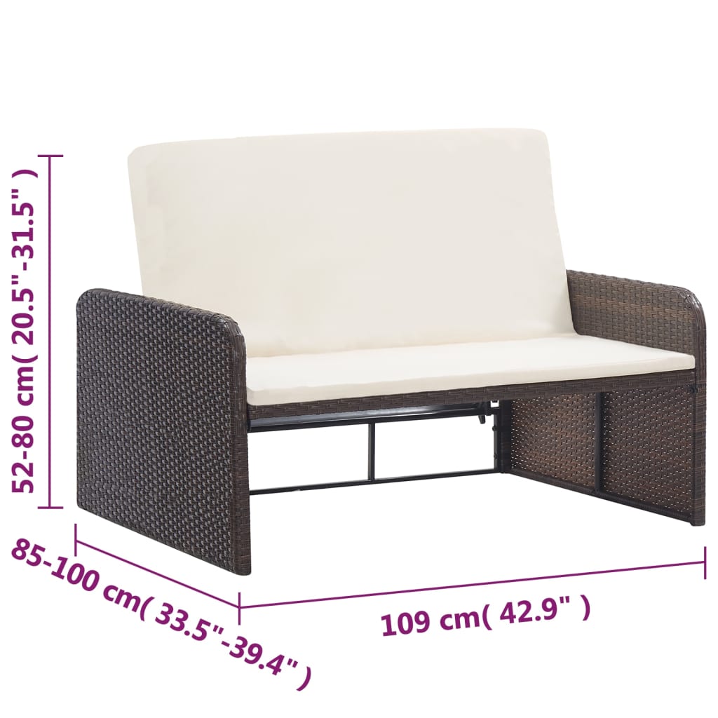 vidaXL 2-tlg. Garten-Lounge-Set mit Auflagen Poly Rattan Braun