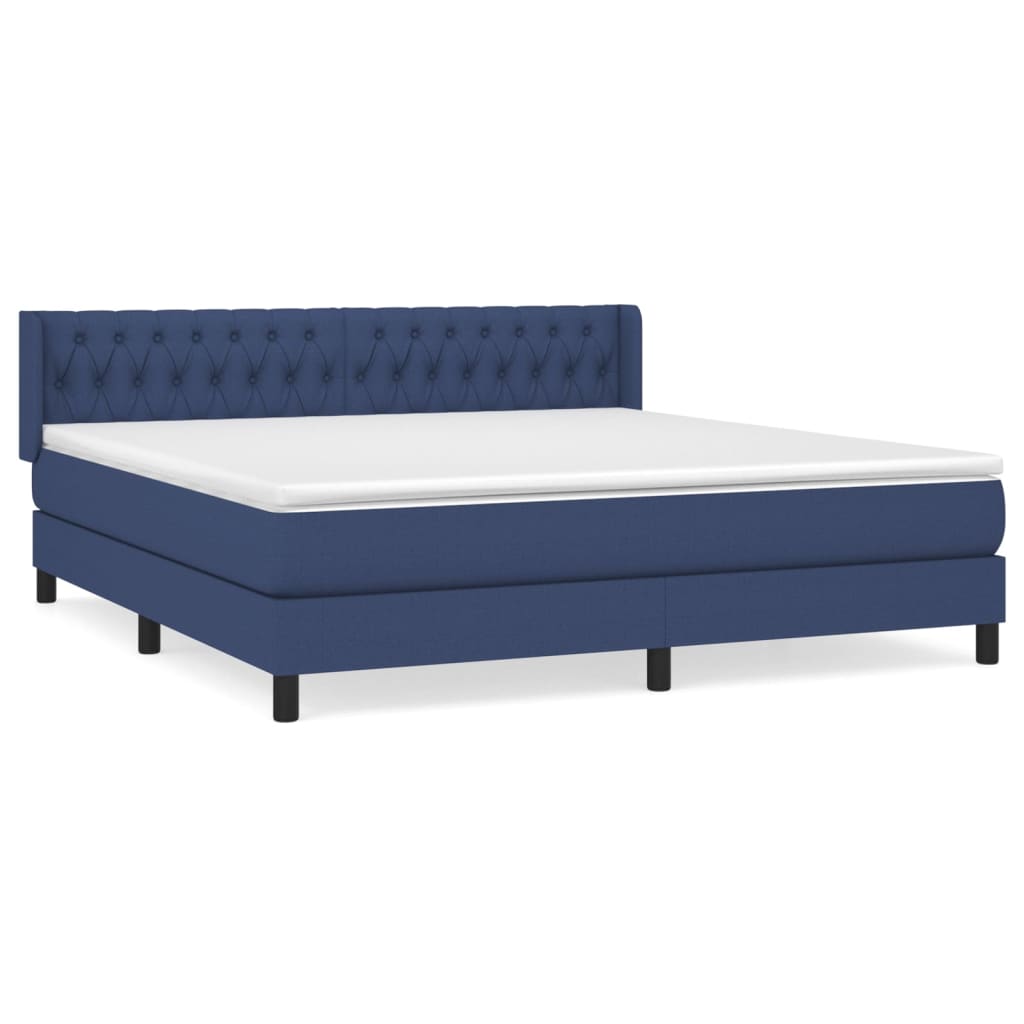 vidaXL Boxspringbett mit Matratze Blau 180x200 cm Stoff