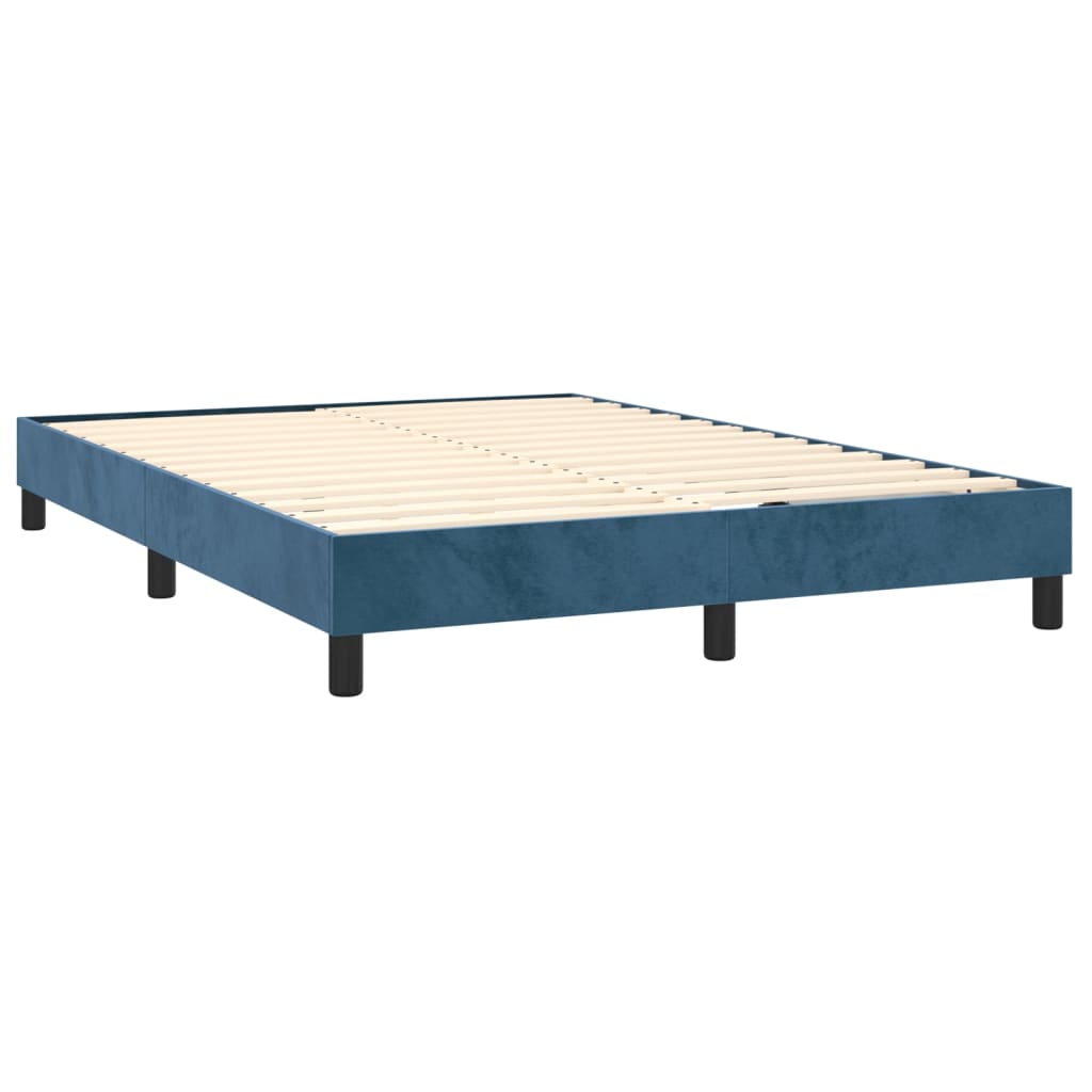 vidaXL Boxspringbett mit Matratze Dunkelblau 140x200 cm Samt