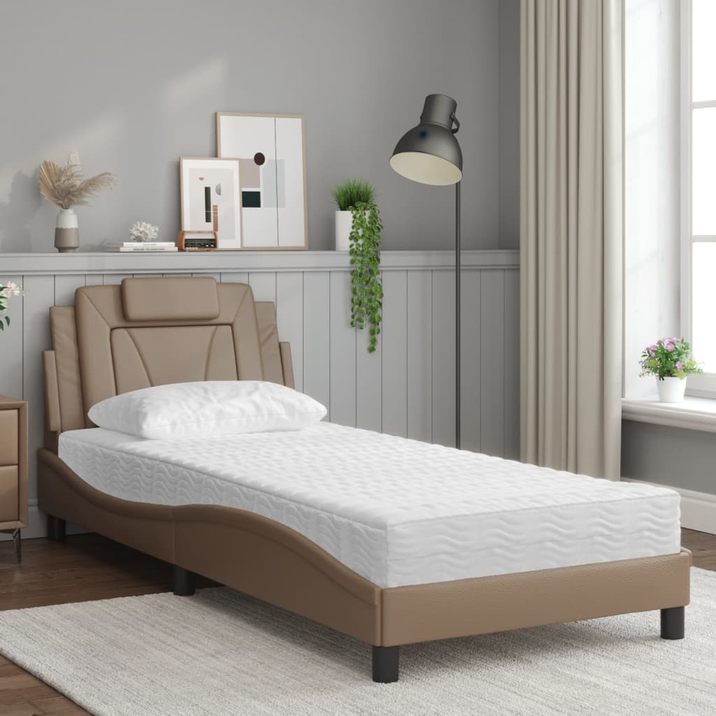 vidaXL Bett mit Matratze Cappuccino-Braun 90x200 cm Kunstleder