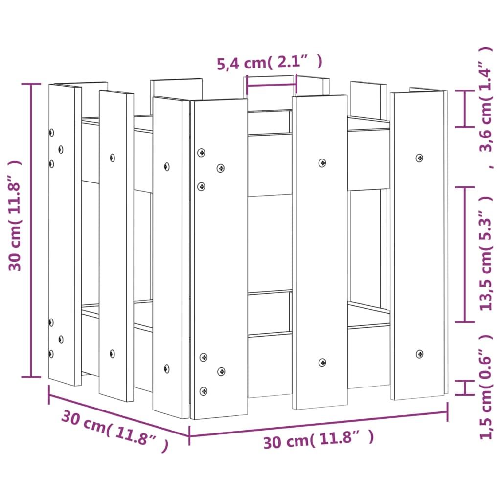 vidaXL Pflanzkübel Latten-Design 30x30x30 cm Kiefernholz Imprägniert