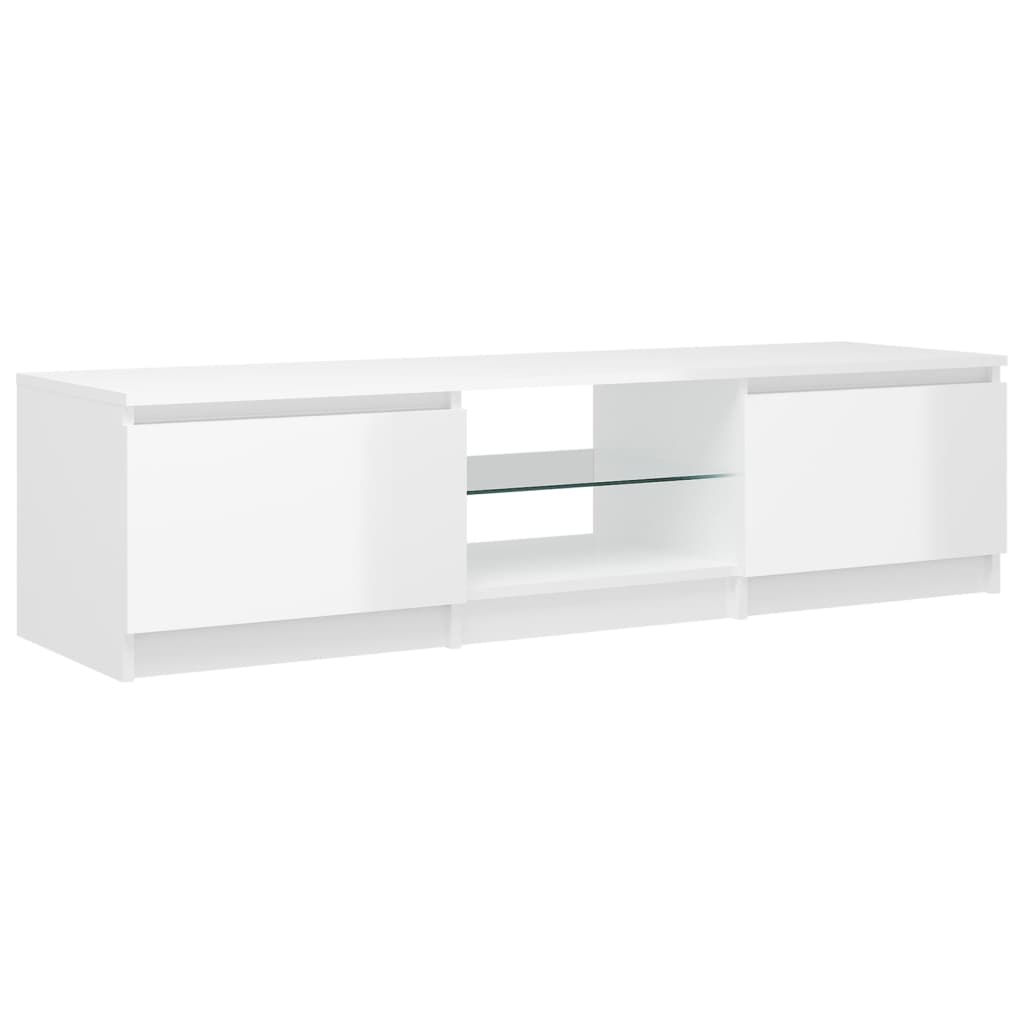 vidaXL TV-Schrank mit LED-Leuchten Hochglanz-Weiß 140x40x35,5 cm