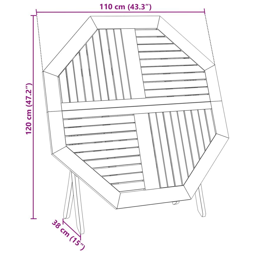 vidaXL Gartentisch Klappbar Ø110x75 cm Massivholz Akazie