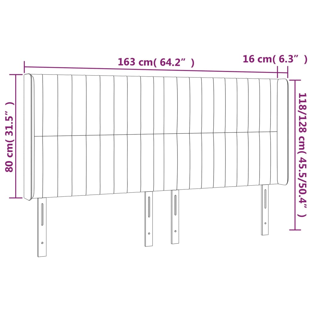 vidaXL LED Kopfteil Dunkelgrün 163x16x118/128 cm Samt