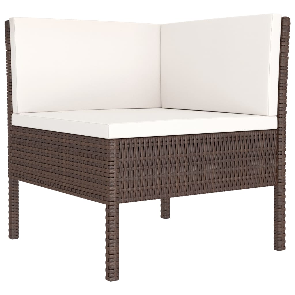 vidaXL 3-tlg. Garten-Lounge-Set mit Auflagen Poly Rattan Braun