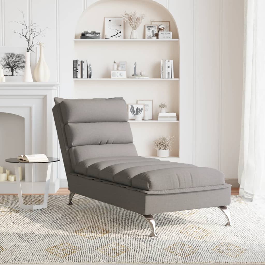 vidaXL Massage-Chaiselongue mit Kissen Taupe Stoff