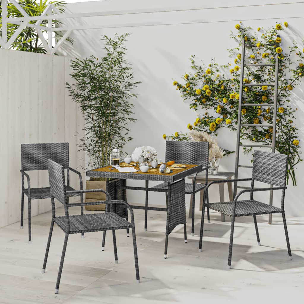 vidaXL 5-tlg. Garten-Essgruppe Poly Rattan Grau