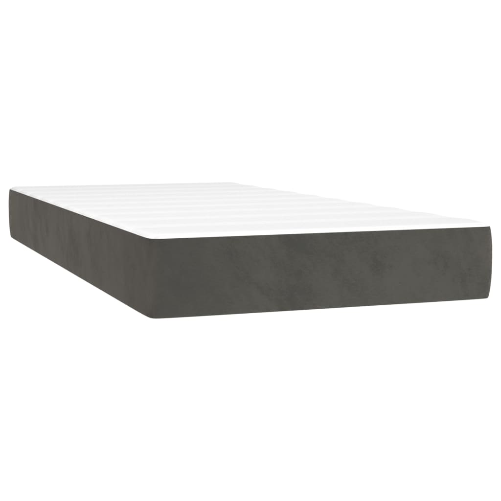 vidaXL Boxspringbett mit Matratze & LED Dunkelgrau 80x200 cm Samt