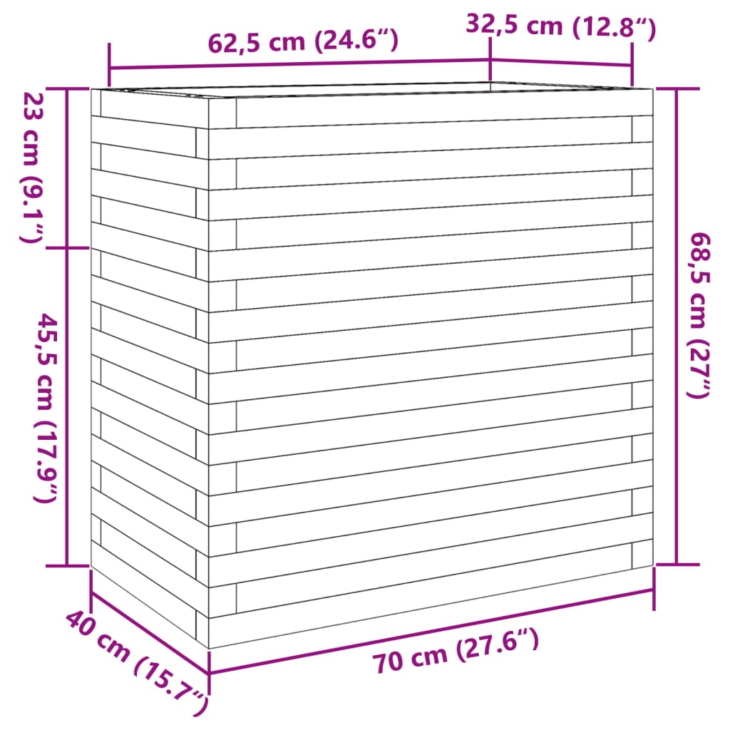 vidaXL Pflanzkübel 70x40x68,5 cm Kiefernholz Imprägniert