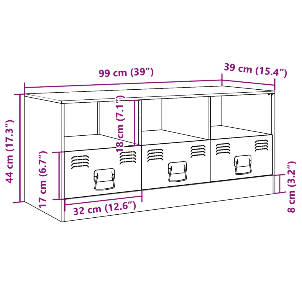 vidaXL TV-Schrank Senfgelb 99x39x44 cm Stahl