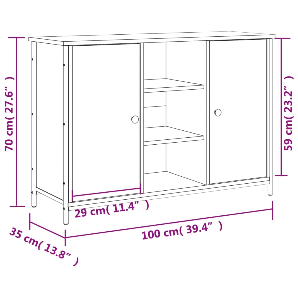 vidaXL Sideboard Sonoma-Eiche 100x35x70 cm Holzwerkstoff