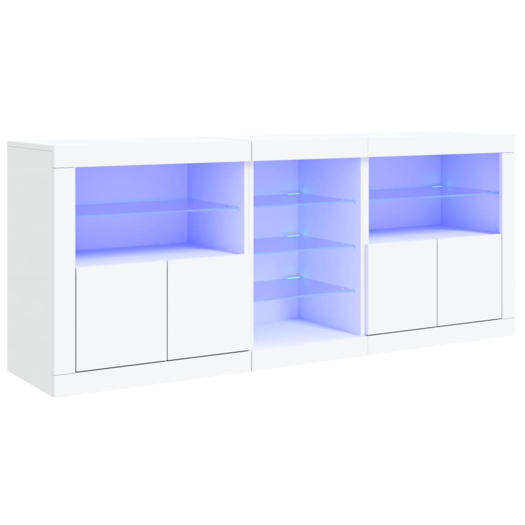 vidaXL Sideboard mit LED-Leuchten Weiß 162x37x67 cm