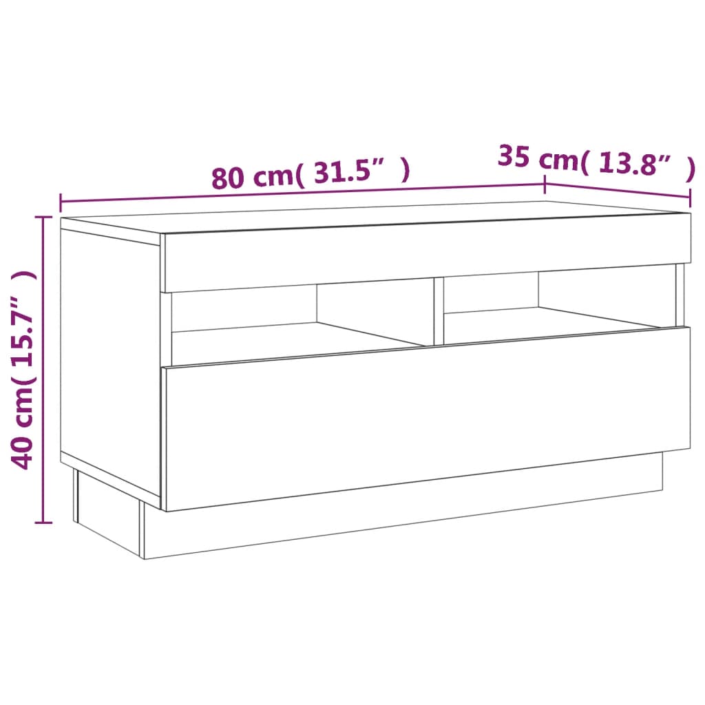 vidaXL TV-Schrank mit LED-Leuchten Braun Eichen-Optik 80x35x40 cm