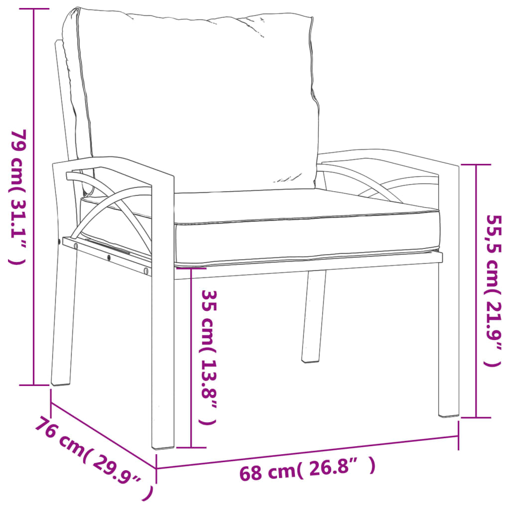 vidaXL 7-tlg. Garten-Lounge-Set mit Grauen Kissen Stahl