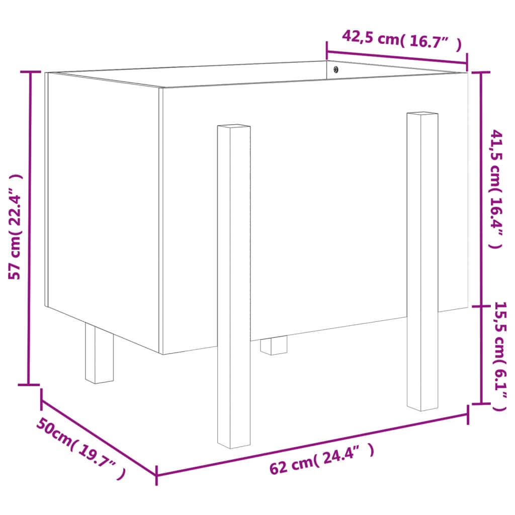 vidaXL Pflanzkübel Weiß 62x50x57 cm Massivholz Kiefer