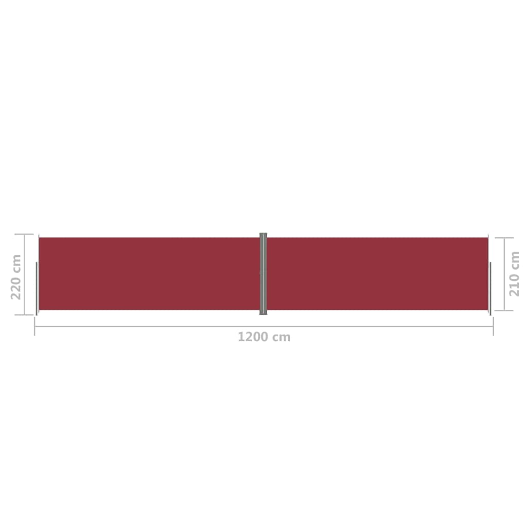 vidaXL Seitenmarkise Ausziehbar Rot 220x1200 cm