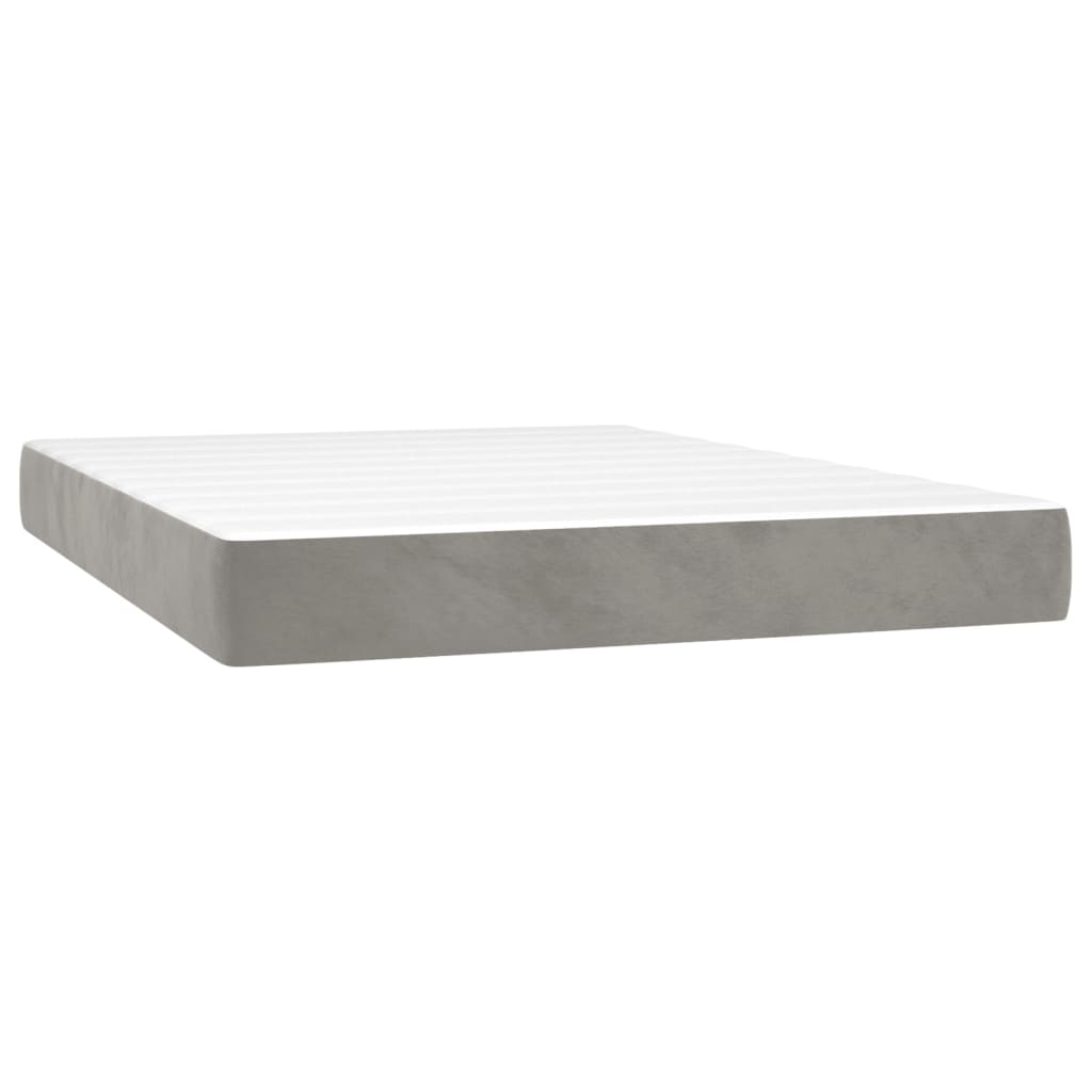 vidaXL Boxspringbett mit Matratze Hellgrau 140x190 cm Samt