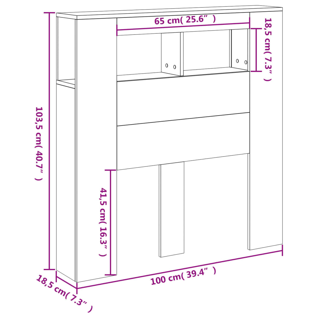 vidaXL LED-Kopfteil Weiß 100x18,5x103,5 cm Holzwerkstoff